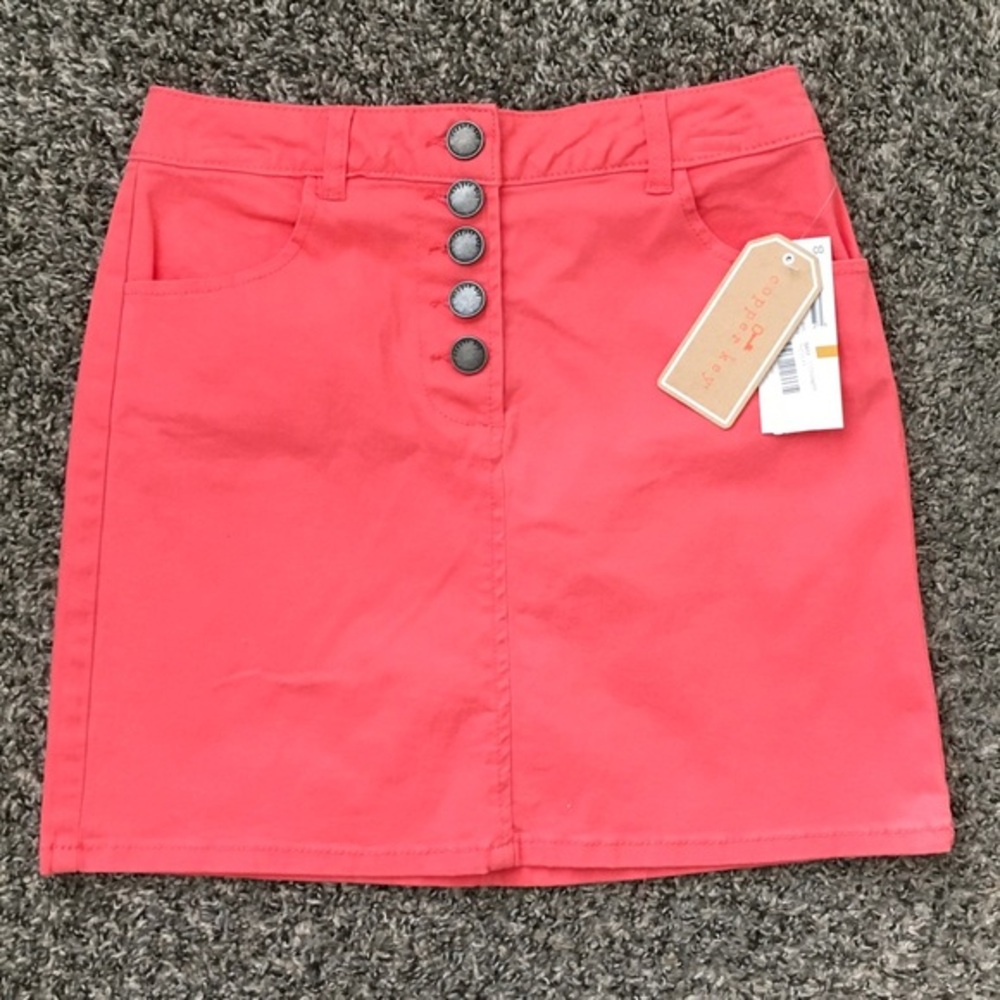 NWT Copper Key Coral Button-Front Mini Skirt